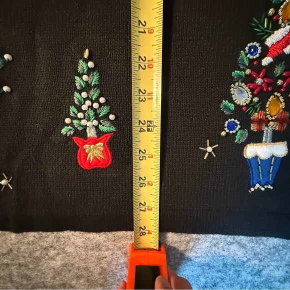 Vtg Christmas Sweater women's 2X Turtle Neck Embroidered Festive Trees Stars - Picture 10 of 11